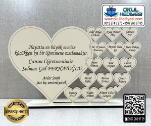 Kalpli Ahşap Öğretmen İsimliği Kalpli Ahşap Öğretmen İsimliği