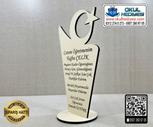 Ahşap Ayyıldız Öğretmen Plaket Ahşap Ayyıldız Öğretmen Plaket