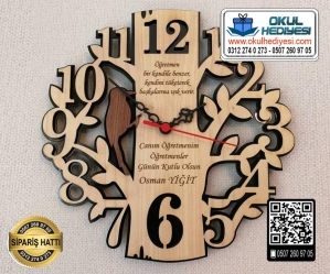 Öğretmene Özel Ağaç Duvar Saati Öğretmene Özel Ağaç Duvar Saati