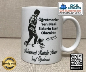 Öğretmene Atatürklü Kupa Bardak Öğretmene Atatürklü Kupa Bardak