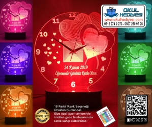 3D Öğretmene Özel Saatli Lamba 3D Öğretmene Özel Saatli Lamba