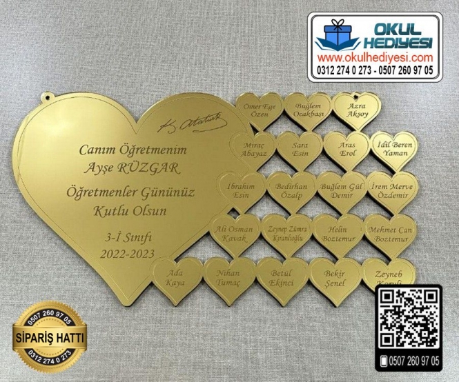 Kalpli Pleksi Öğretmen İsimliği Kalpli Pleksi Öğretmen İsimliği